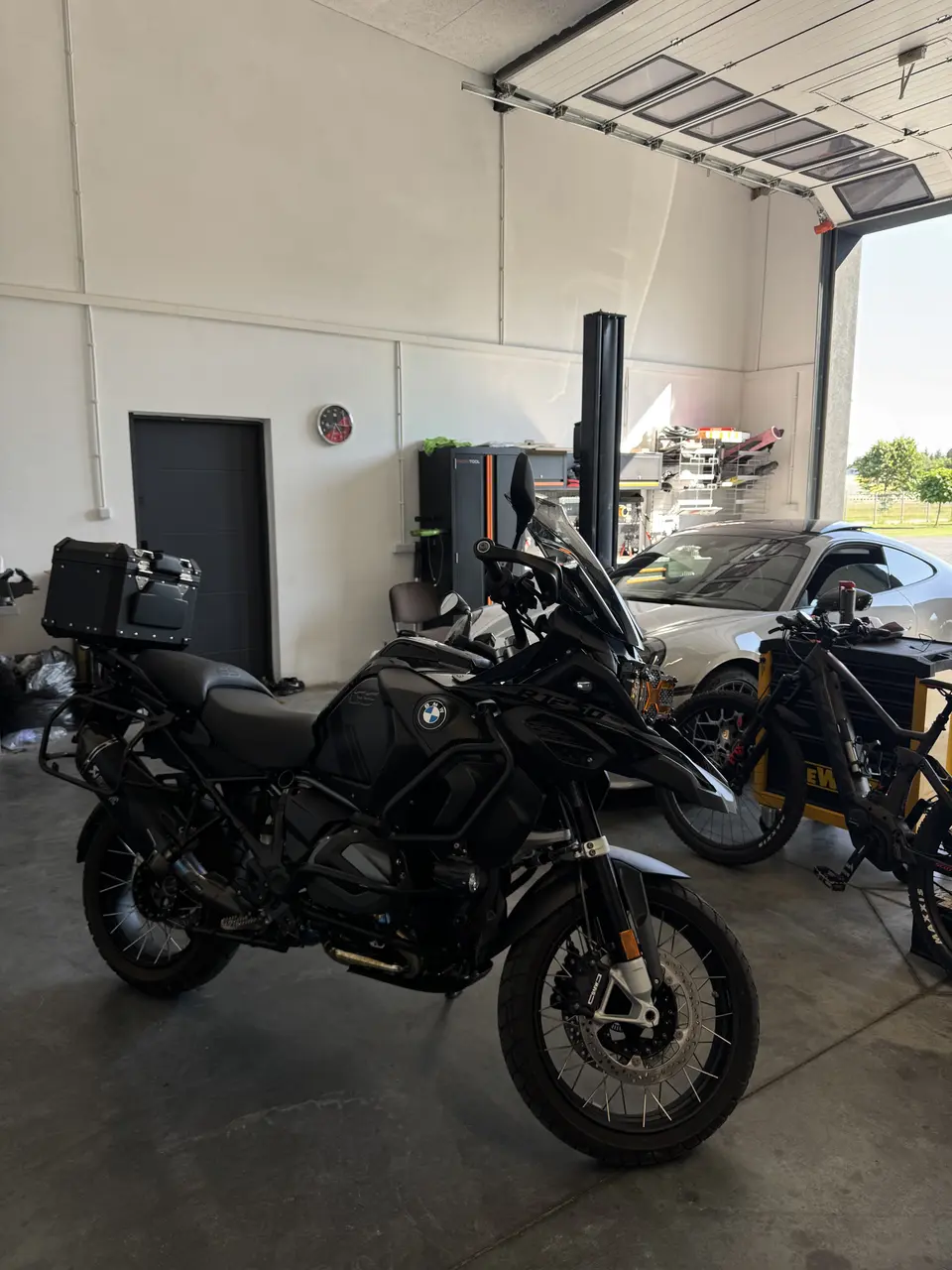 BMW GS motorcycle in the workshop